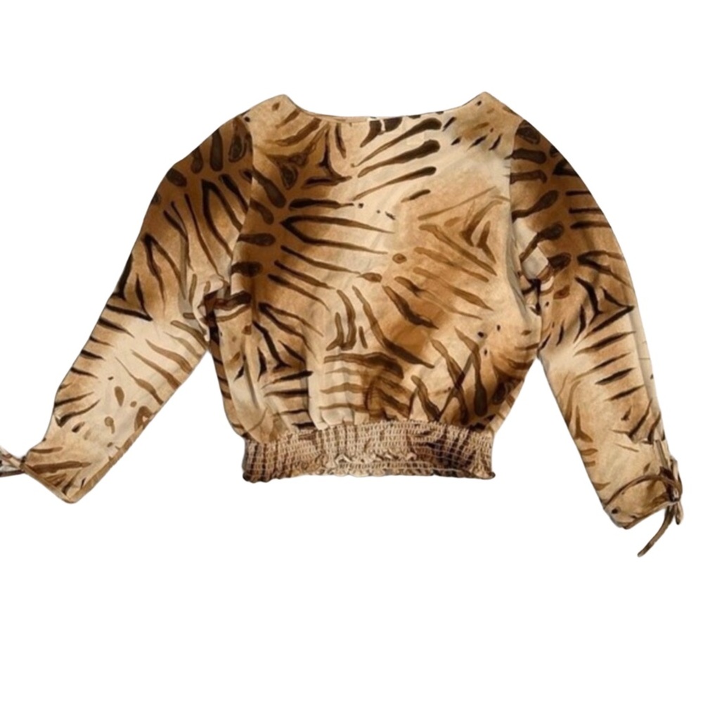 Vintage Tiger Print Long Sleeved Blouse
